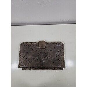 Cleobella Rustic Green Hand Tooled Large Wallet Clutch